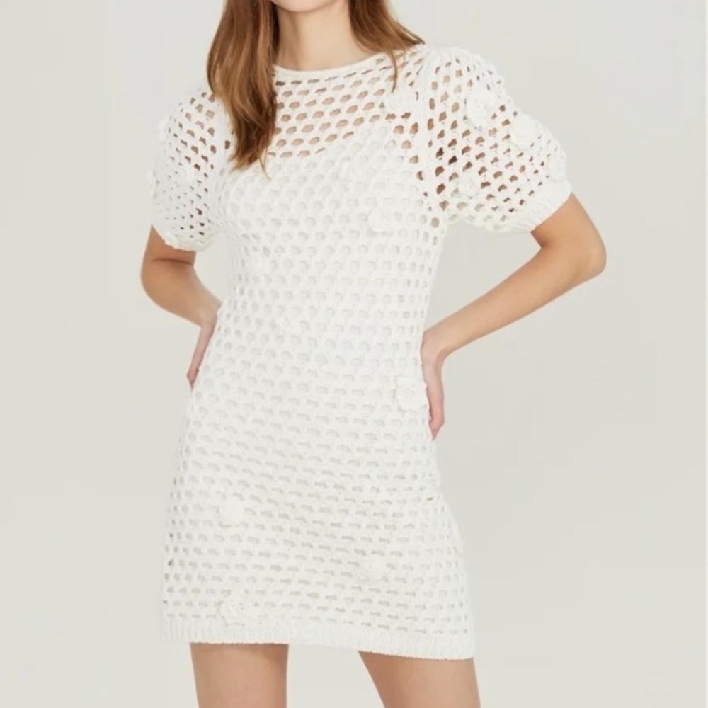 Elegant White Crochet Dress